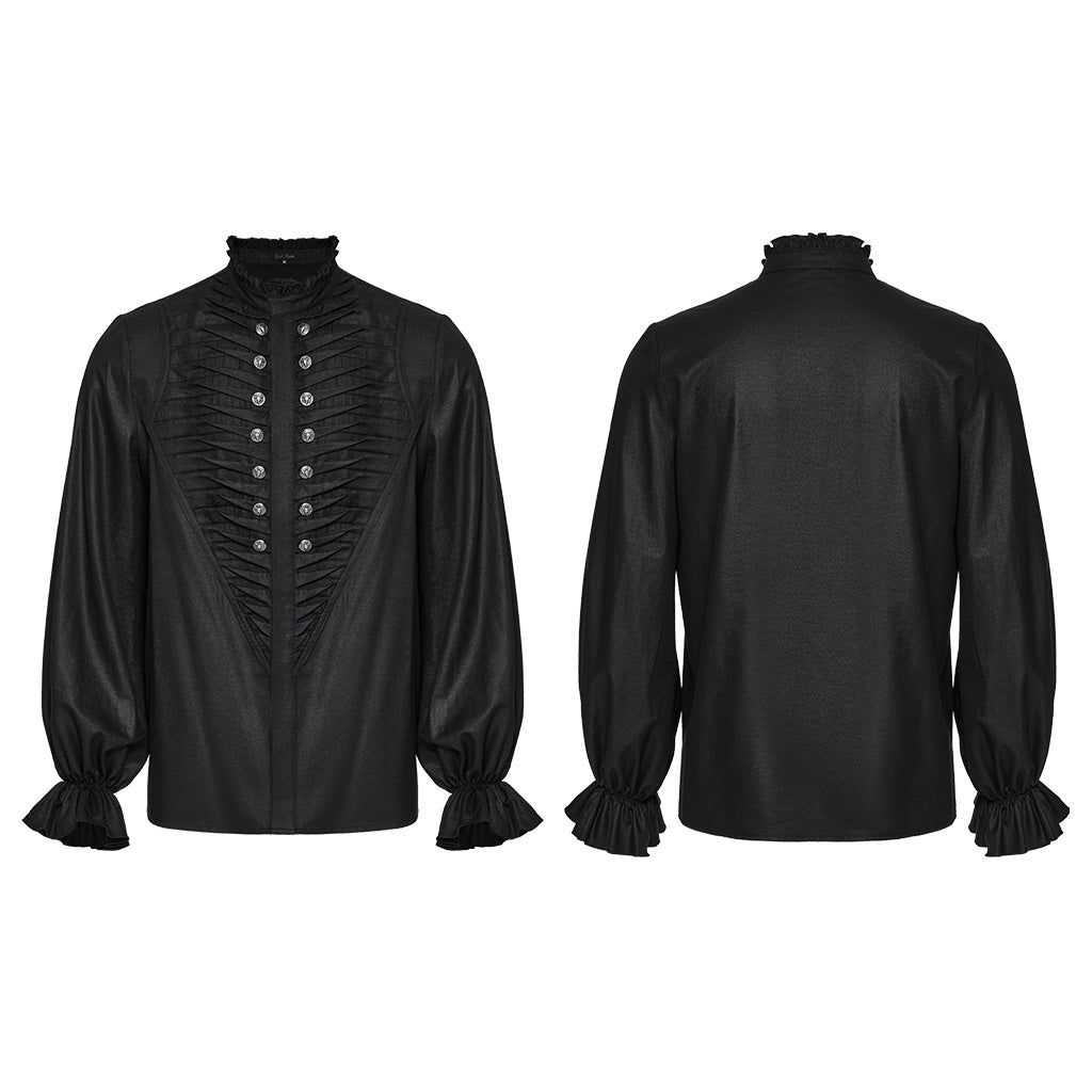 WY-1684CCM Mens Gothic Pleated Ruffle Shirt Victorian Steampunk Style?-??Punk Rave Clothing