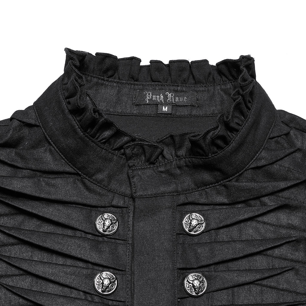 WY-1684CCM Mens Gothic Pleated Ruffle Shirt Victorian Steampunk Style?-??Punk Rave Clothing