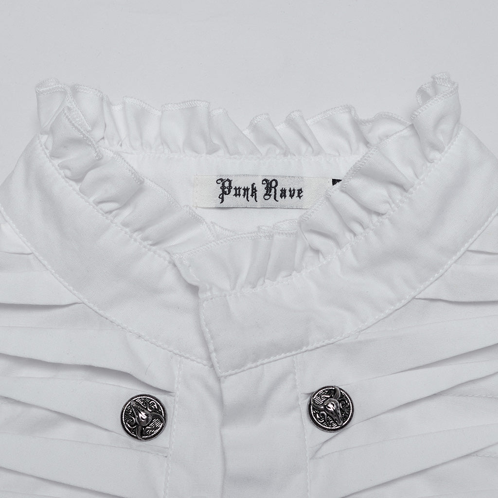 WY-1684CCM Mens Gothic Pleated Ruffle Shirt Victorian Steampunk Style?-??Punk Rave Clothing