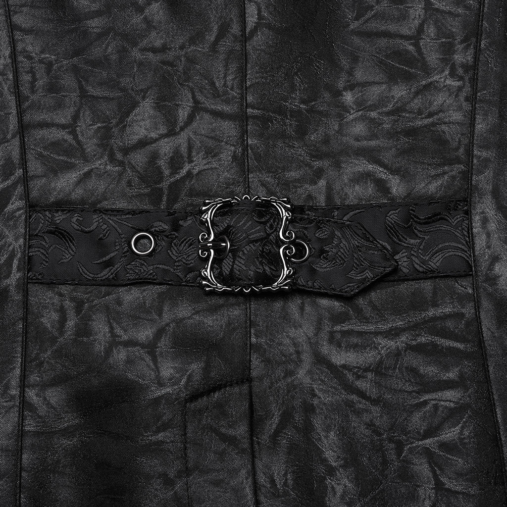 WY-1686MJM Ruffled Brocade Gothic Vest with Buttoned Front Detailing?-??Punk Rave Clothing