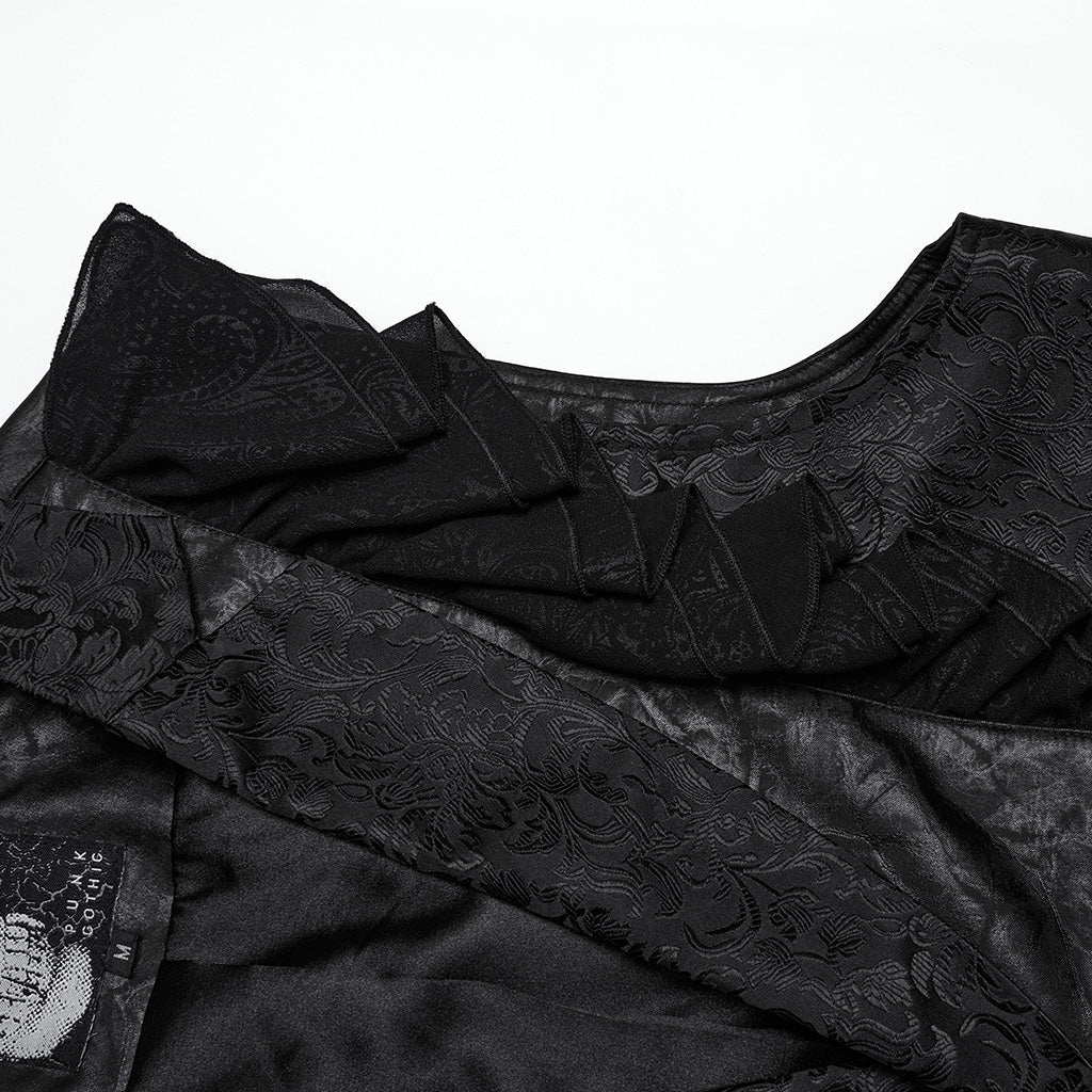 WY-1686MJM Ruffled Brocade Gothic Vest with Buttoned Front Detailing?-??Punk Rave Clothing