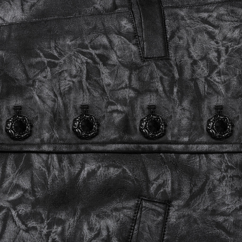 WY-1686MJM Ruffled Brocade Gothic Vest with Buttoned Front Detailing?-??Punk Rave Clothing
