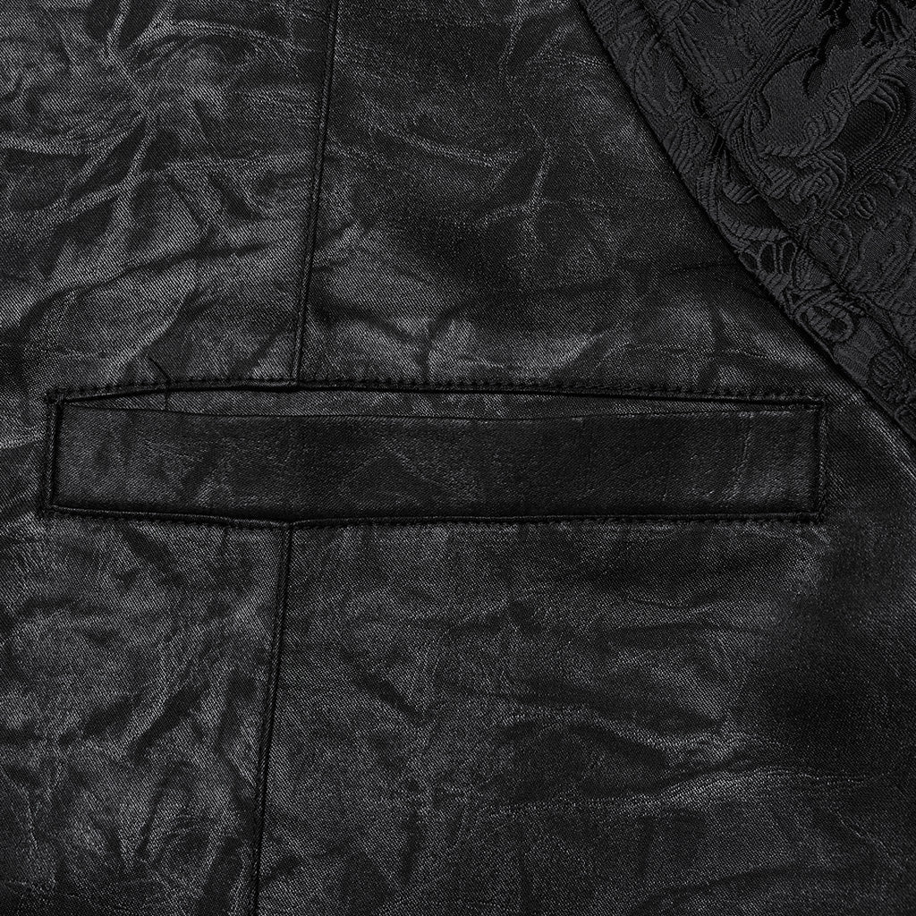 WY-1686MJM Ruffled Brocade Gothic Vest with Buttoned Front Detailing?-??Punk Rave Clothing