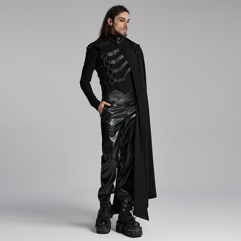 WY-1687DPM Punk Coat Asymmetric Detachable Cloak Hooded Goth Style?-??Punk Rave Clothing