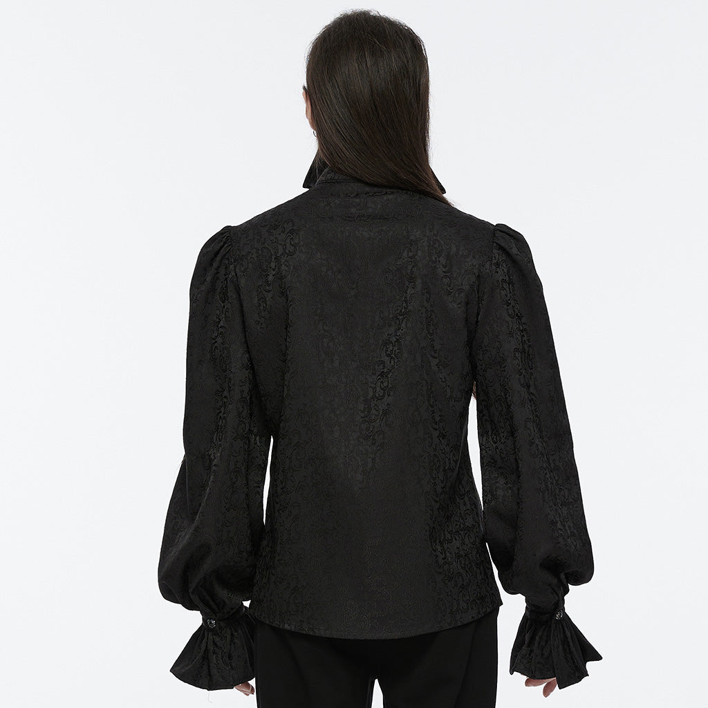 WY-1690CCM Victorian Gothic Stand Collar Ruffled Sleeve Shirt White?-??Punk Rave Clothing