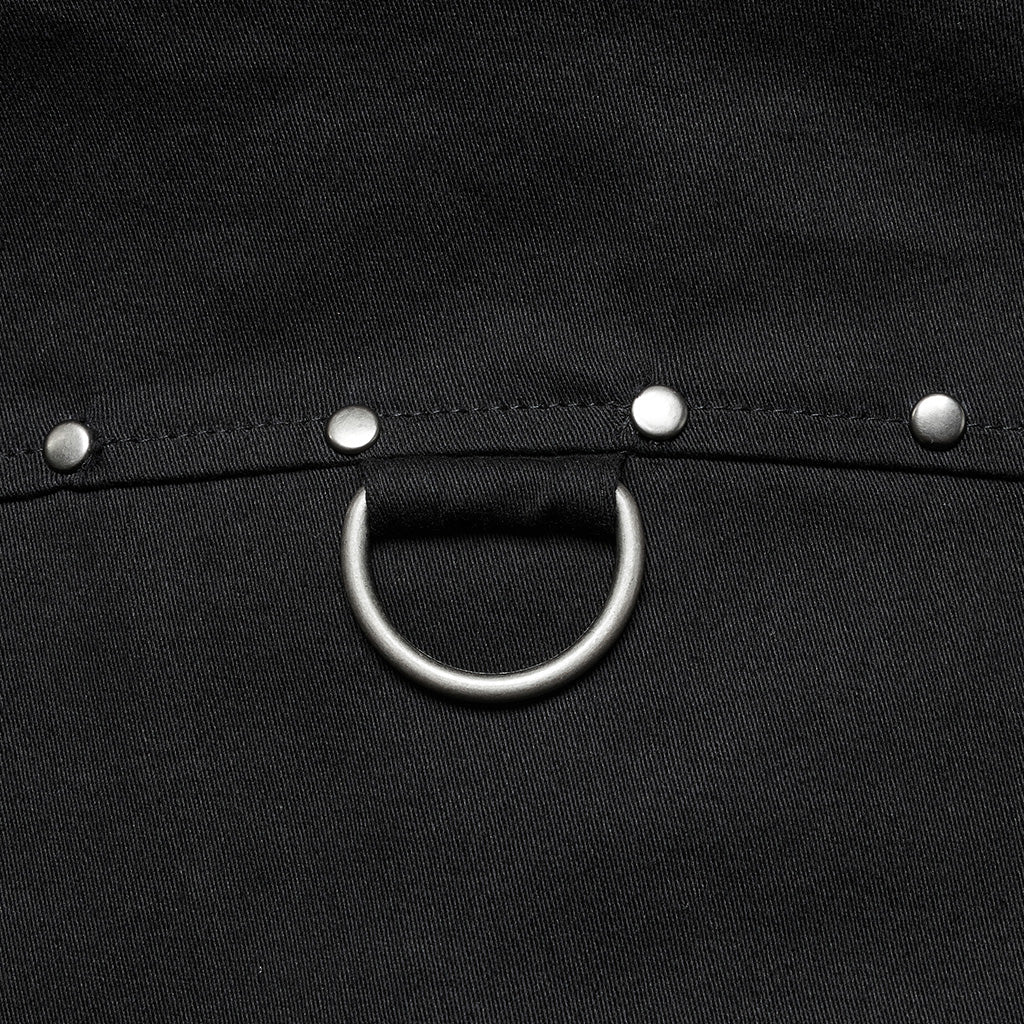 WY-1691CCM Gothic Rivet-Adorned Button-Up Black Punk Shirt?-??Punk Rave Clothing