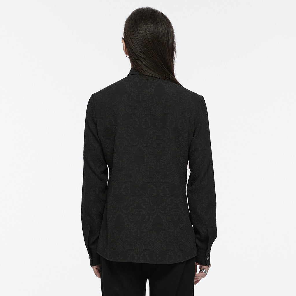 WY-1692CCM Mens Gothic Embroidered Shirt with Lace-Up Front?-??Punk Rave Clothing