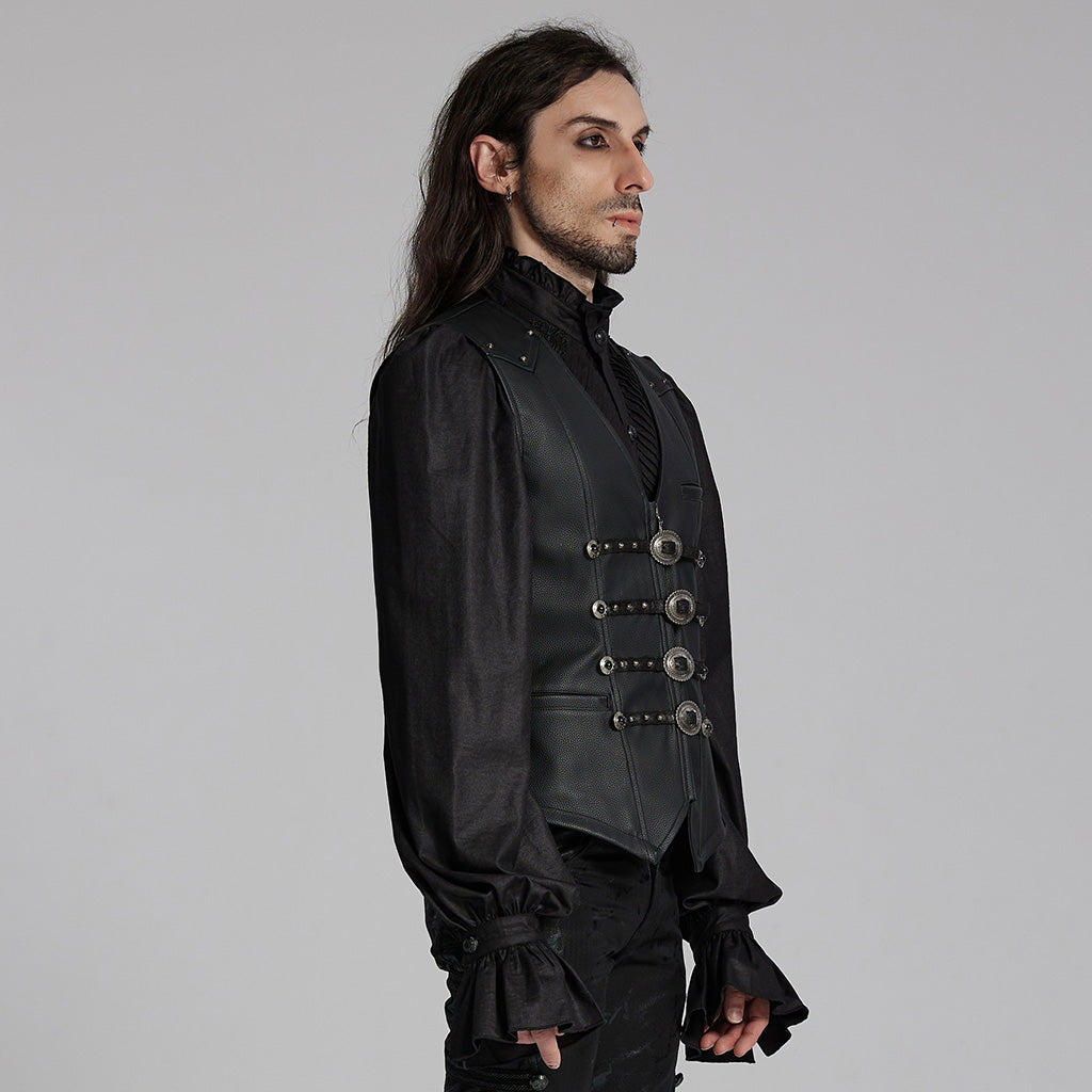 WY-1693MJM Gothic Buckle Strap Leather Texture Vest?-??Punk Rave Clothing