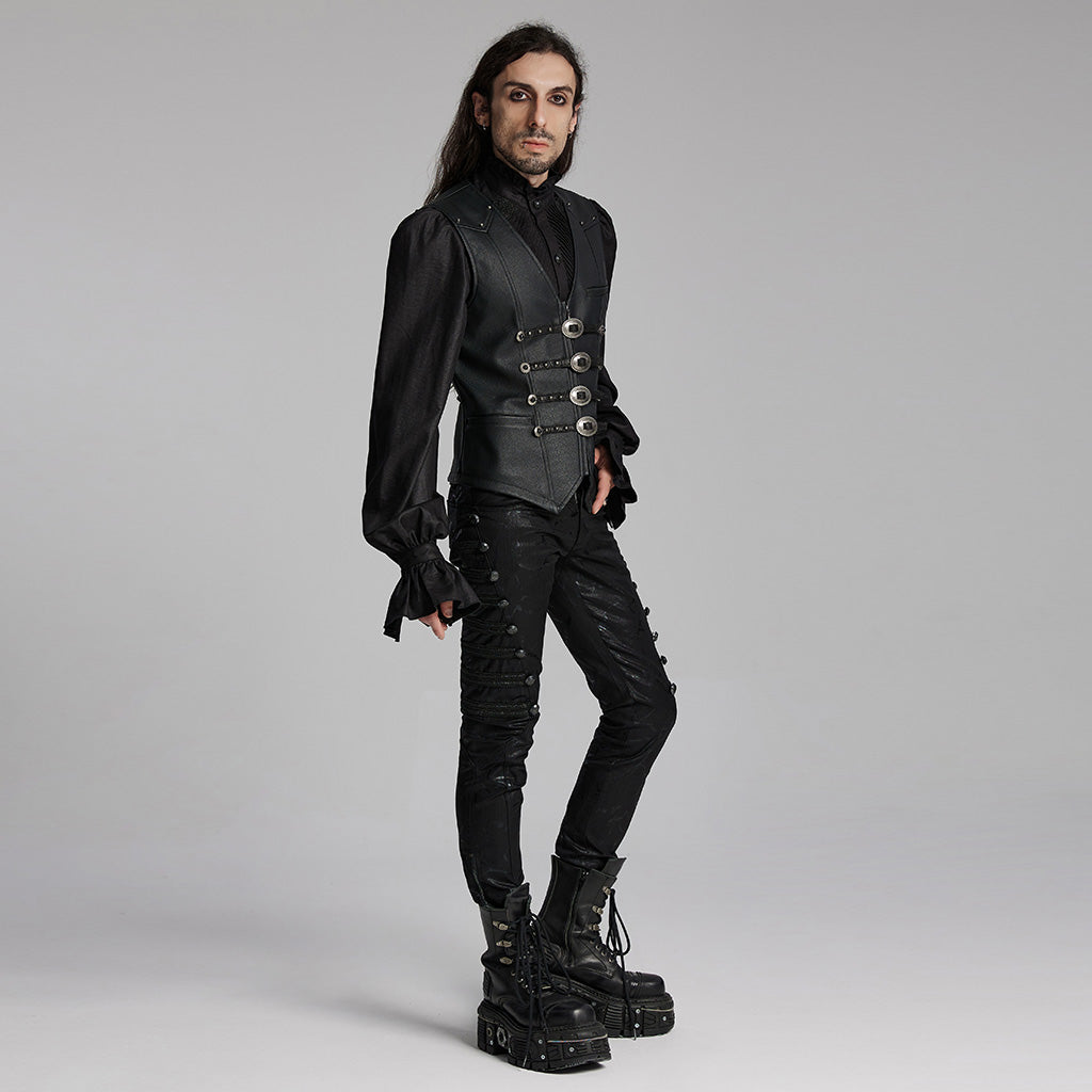 WY-1693MJM Gothic Buckle Strap Leather Texture Vest?-??Punk Rave Clothing