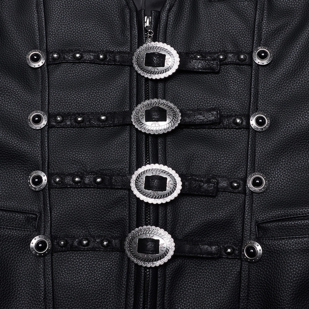 WY-1693MJM Gothic Buckle Strap Leather Texture Vest?-??Punk Rave Clothing