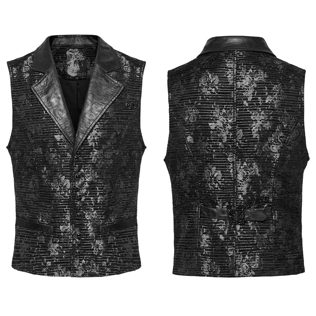 WY-1698MJM Exquisite Violet Jacquard Gothic Vest with Leather Lapels?-??Punk Rave Clothing