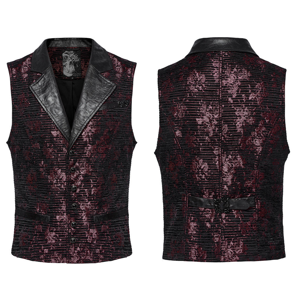 WY-1698MJM Exquisite Violet Jacquard Gothic Vest with Leather Lapels?-??Punk Rave Clothing