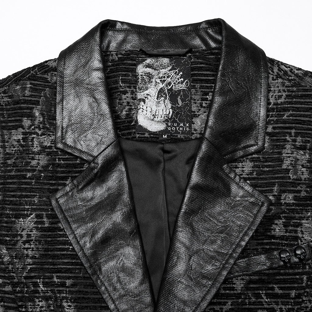 WY-1698MJM Exquisite Violet Jacquard Gothic Vest with Leather Lapels?-??Punk Rave Clothing