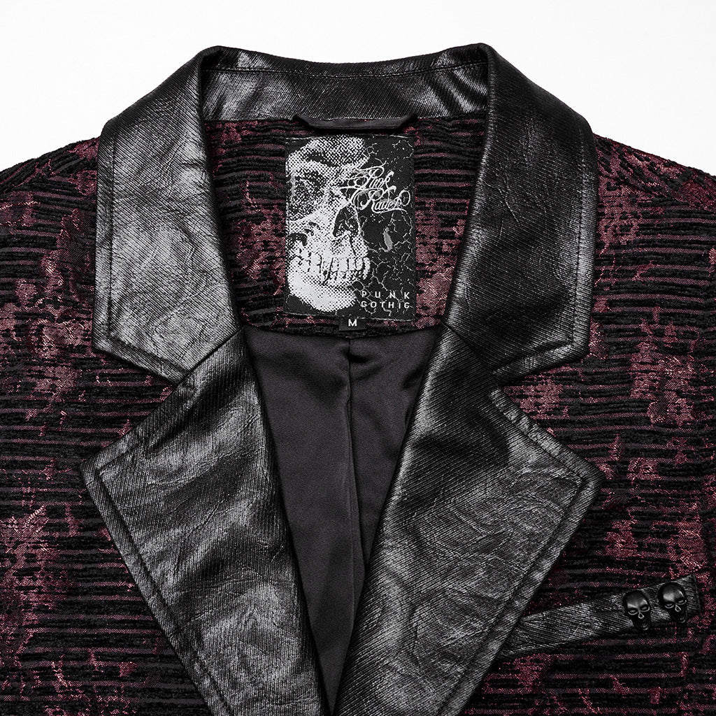 WY-1698MJM Exquisite Violet Jacquard Gothic Vest with Leather Lapels?-??Punk Rave Clothing