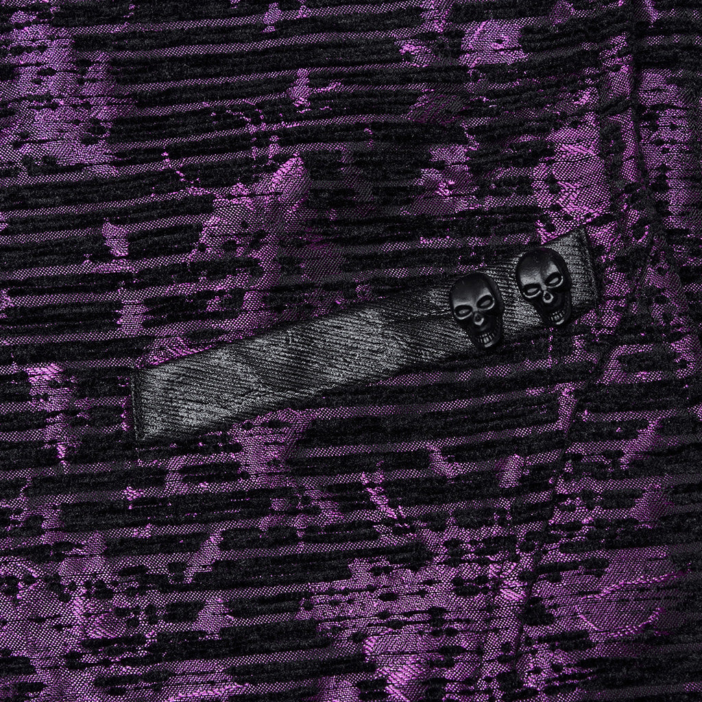 WY-1698MJM Exquisite Violet Jacquard Gothic Vest with Leather Lapels?-??Punk Rave Clothing