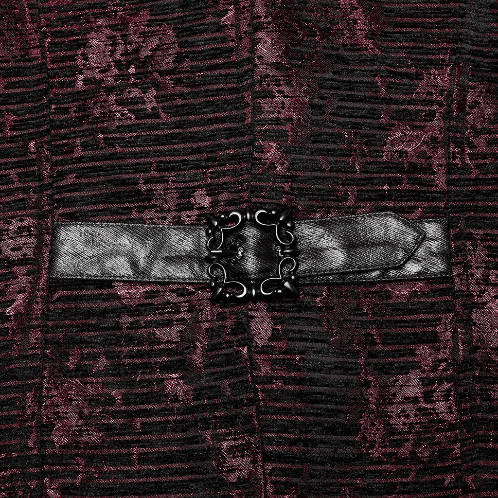 WY-1698MJM Exquisite Violet Jacquard Gothic Vest with Leather Lapels?-??Punk Rave Clothing