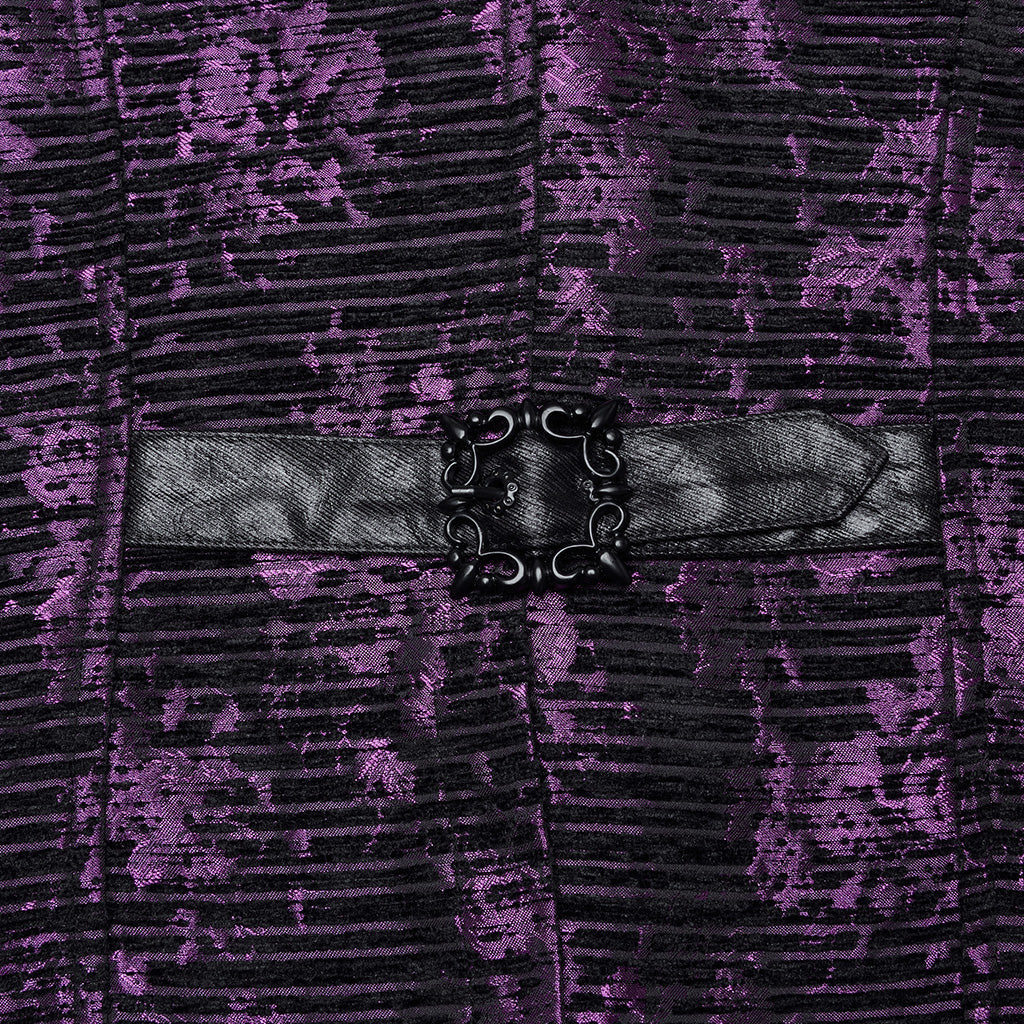 WY-1698MJM Exquisite Violet Jacquard Gothic Vest with Leather Lapels?-??Punk Rave Clothing