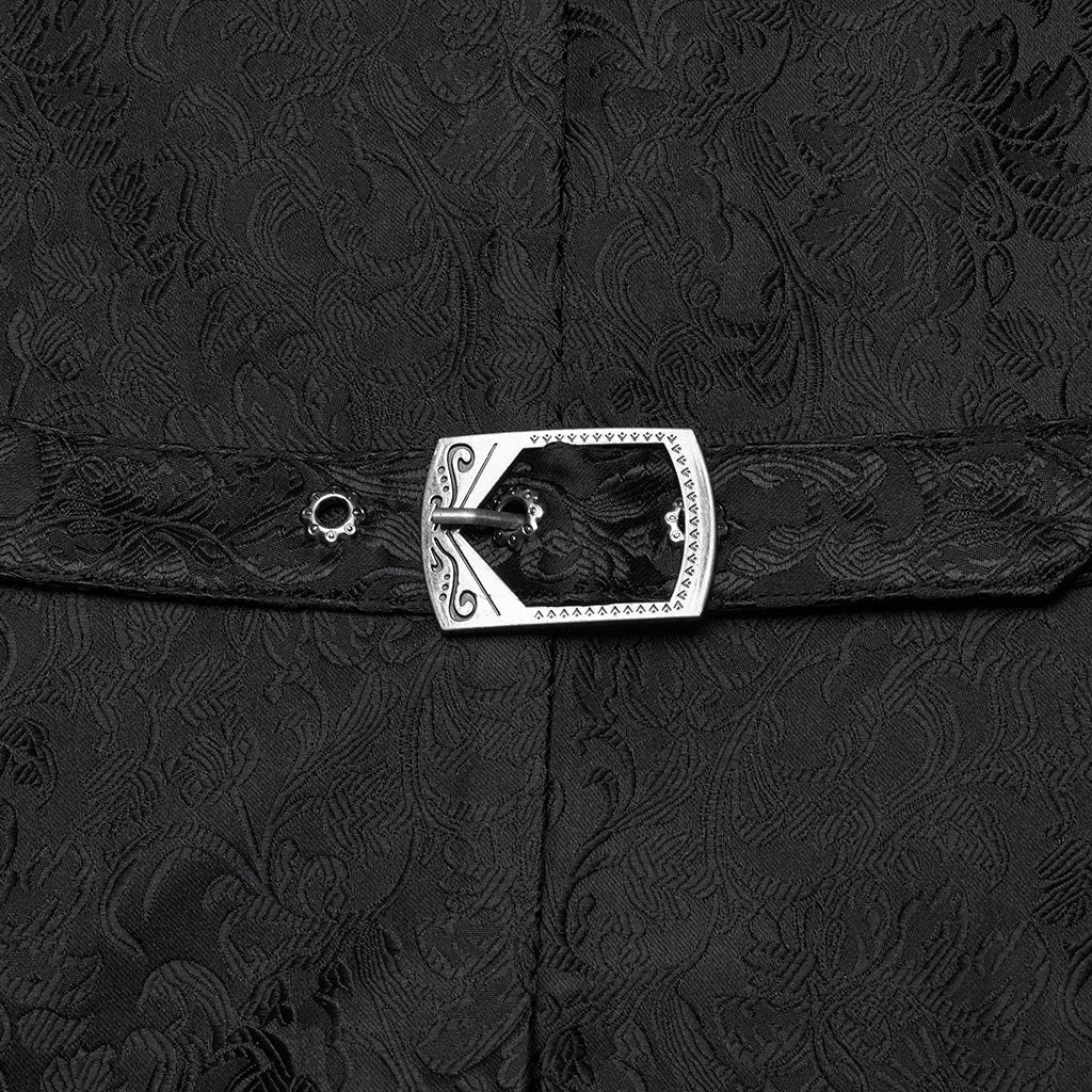 WY-1699MJM Elegant Gothic Embroidered Vest with Leather Corset Accents?-??Punk Rave Clothing