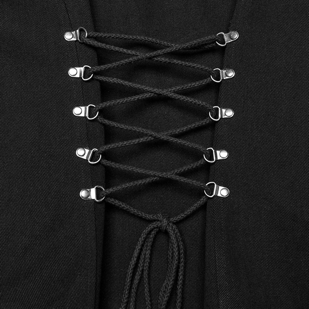 WY-1701MJM Gothic Leather Strapped Mesh Biker Punk Vests Zipper Closure?-??Punk Rave Clothing