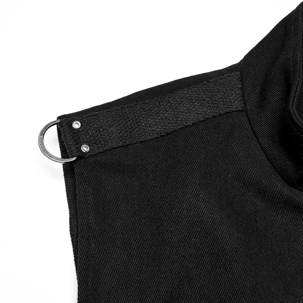 WY-1701MJM Gothic Leather Strapped Mesh Biker Punk Vests Zipper Closure?-??Punk Rave Clothing