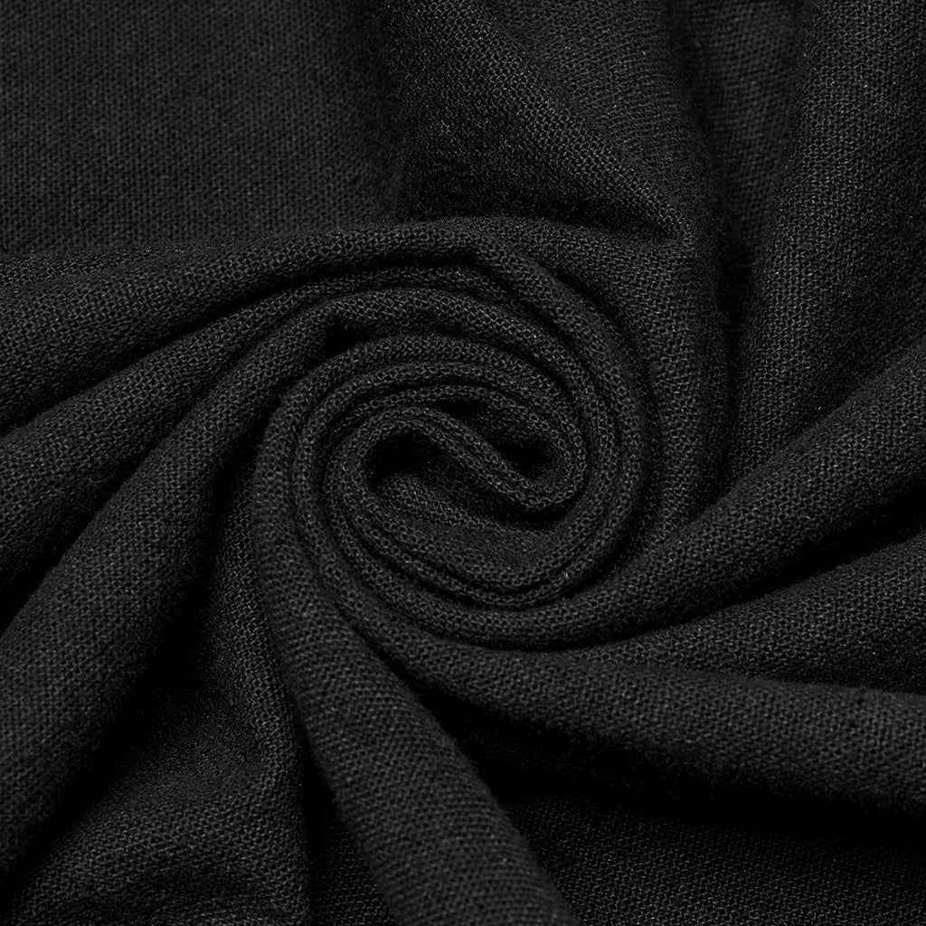 WY-1718DPM Gothic Hooded Cape Black Asymmetric Flowing Hem Linen Blend?-??Punk Rave Clothing