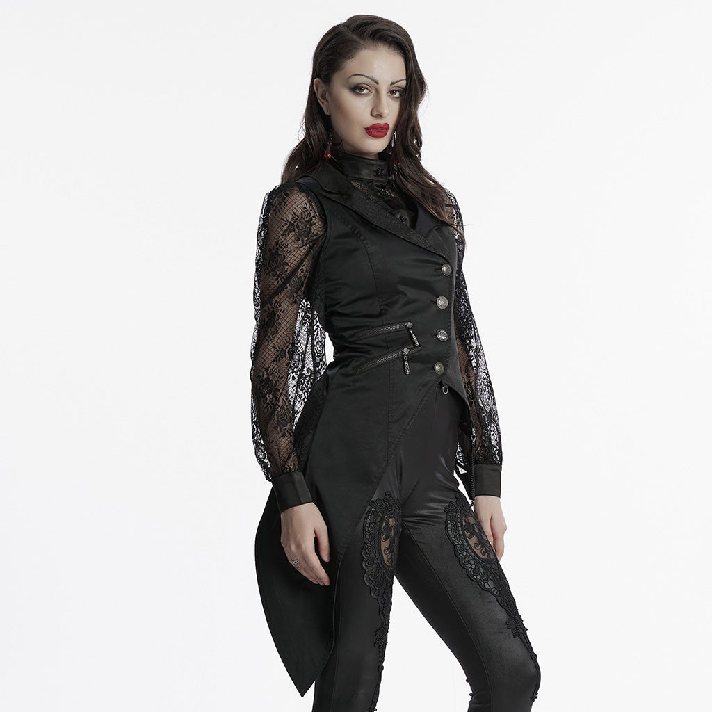 WY-1720MJF Womens Lace Sleeve Tailored Gothic Vest Jacket