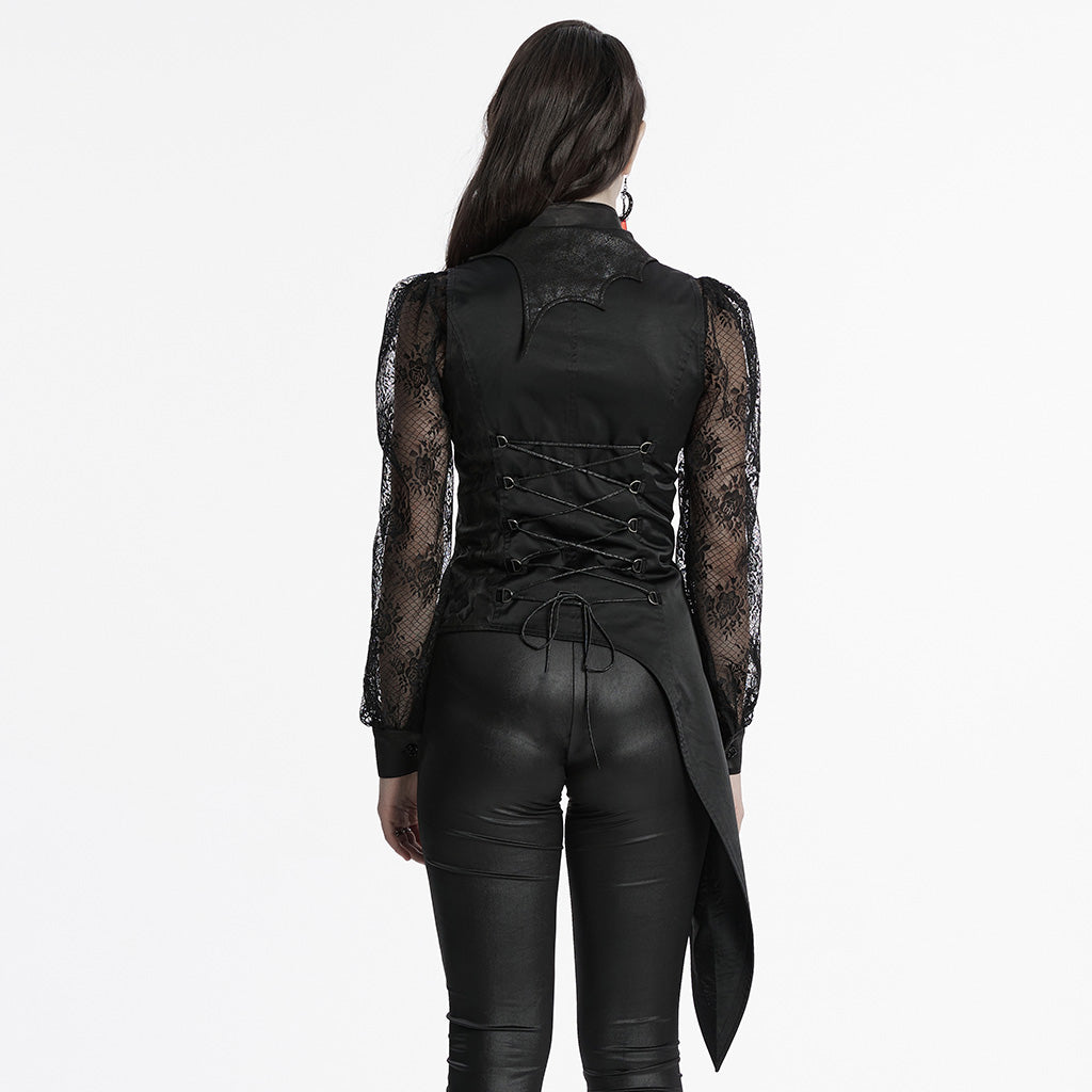WY-1720MJF Womens Lace Sleeve Tailored Gothic Vest Jacket