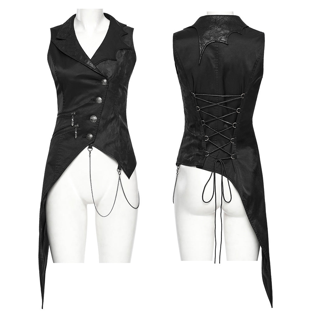 WY-1720MJF Womens Lace Sleeve Tailored Gothic Vest Jacket