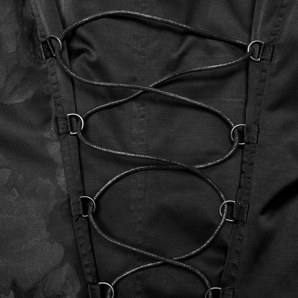 WY-1720MJM Gothic Asymmetric Vest with Button Detail and Long Tails?-??Punk Rave Clothing