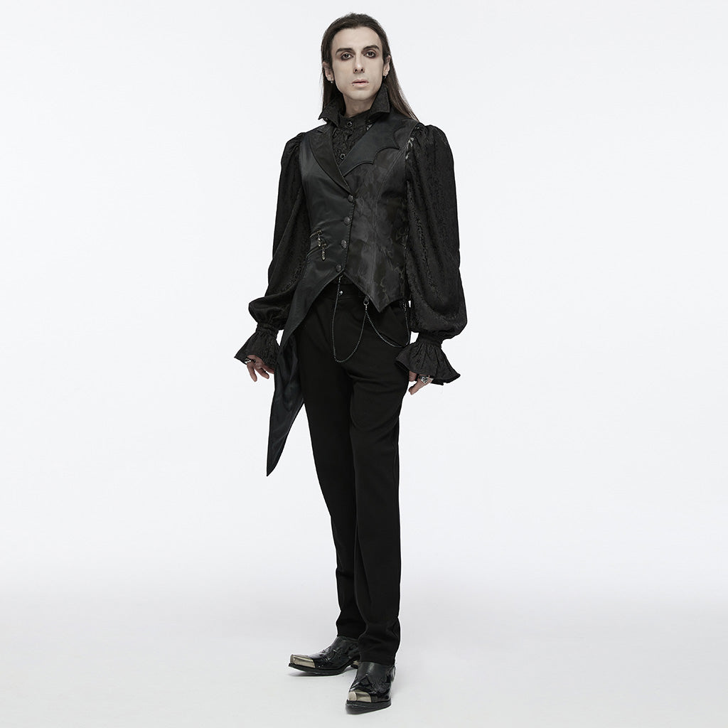 WY-1720MJM Gothic Asymmetric Vest with Button Detail and Long Tails?-??Punk Rave Clothing