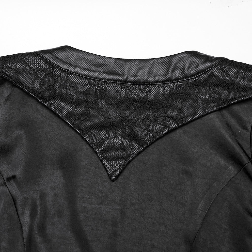 WY-1723XCF Gothic Coat Asymmetrical Hem Lace Buckle Detail Long Sleeve Fashion
