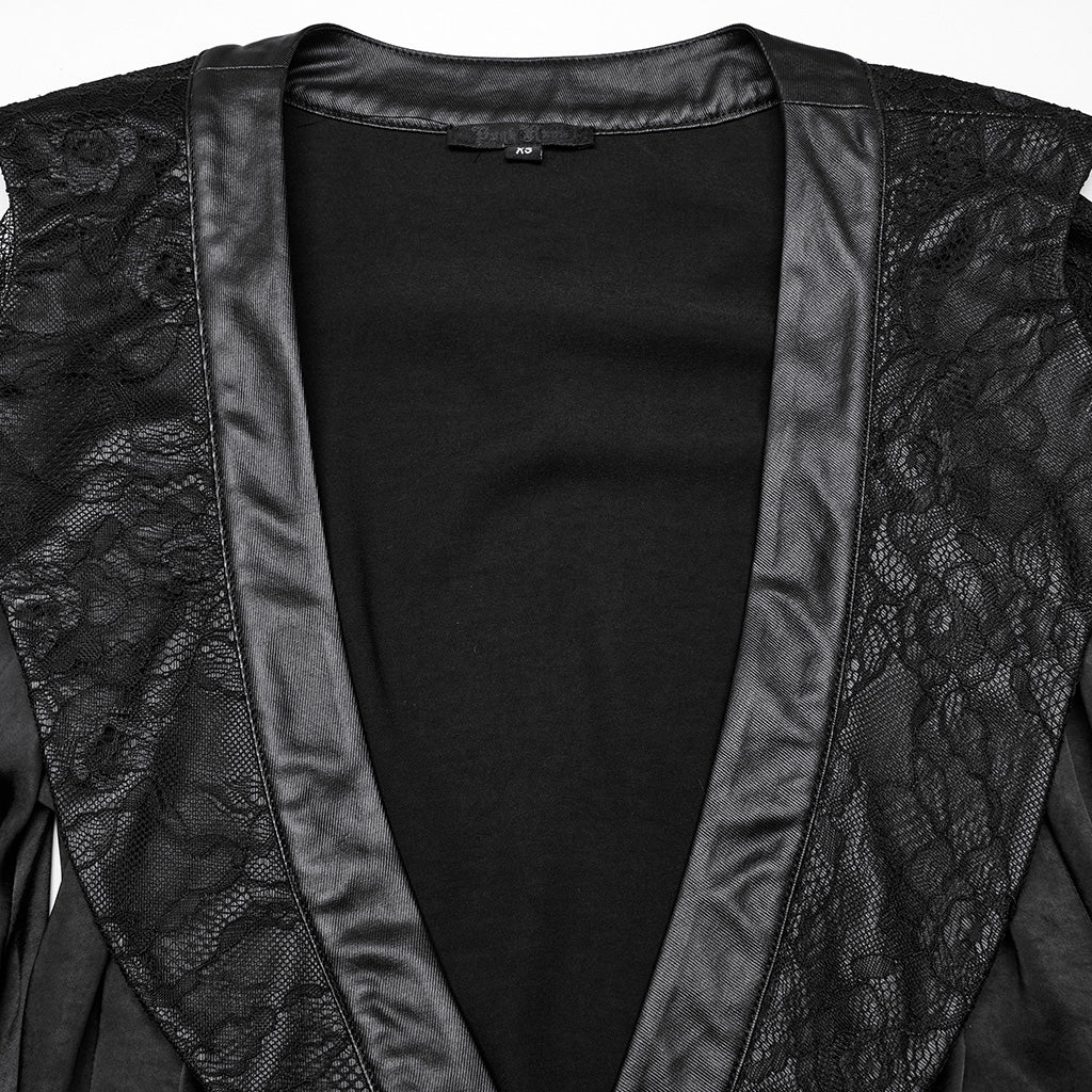 WY-1723XCF Gothic Coat Asymmetrical Hem Lace Buckle Detail Long Sleeve Fashion