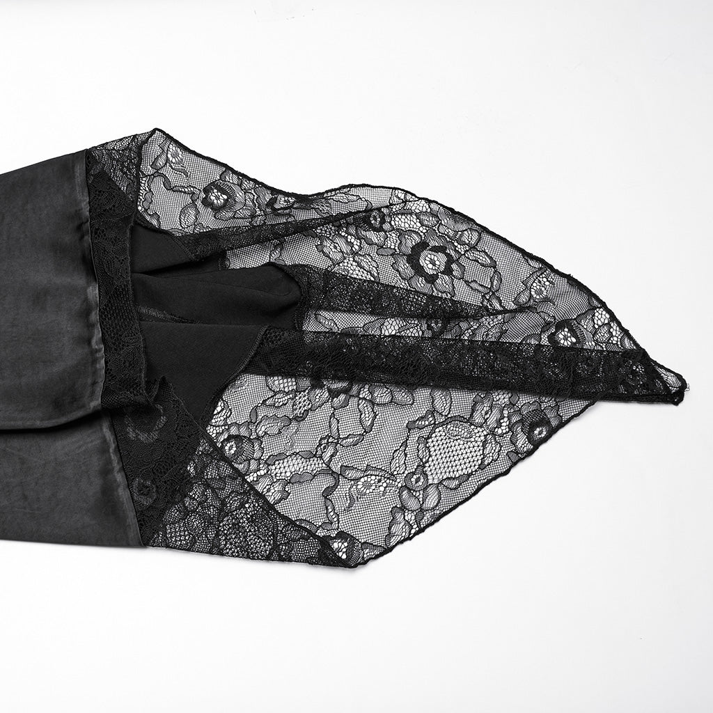WY-1723XCF Gothic Coat Asymmetrical Hem Lace Buckle Detail Long Sleeve Fashion