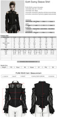 WY-1727CCF Gothic Lace Cold Shoulder Shirt Victorian Ruffle Design