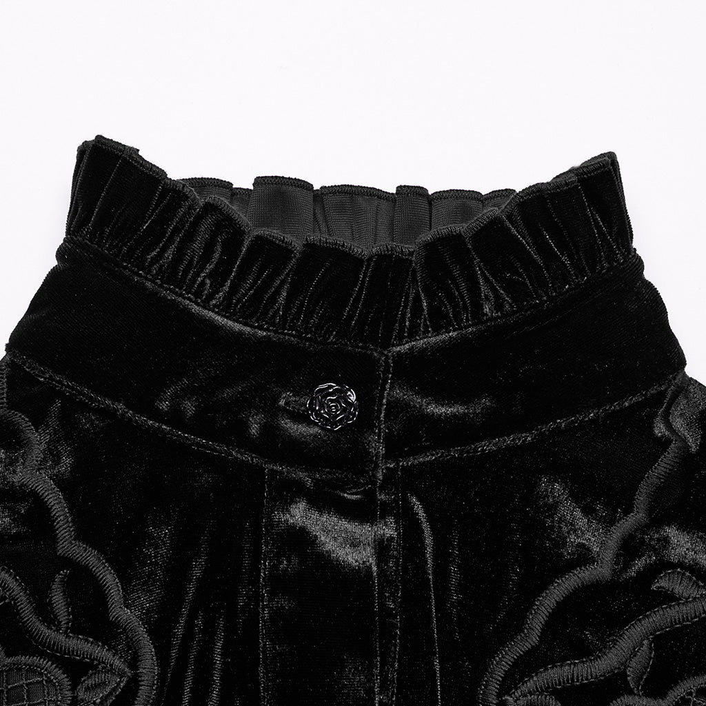 WY-1732CCF Gothic Shirt Burgundy Velvet Lace Bell Sleeve Top
