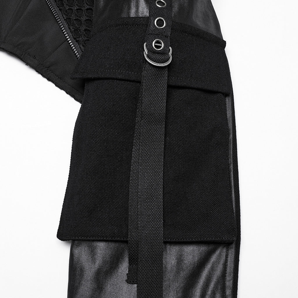 WY-1755XDF Edgy Black Gothic Corset Style Punk Jackets with Zipper Details