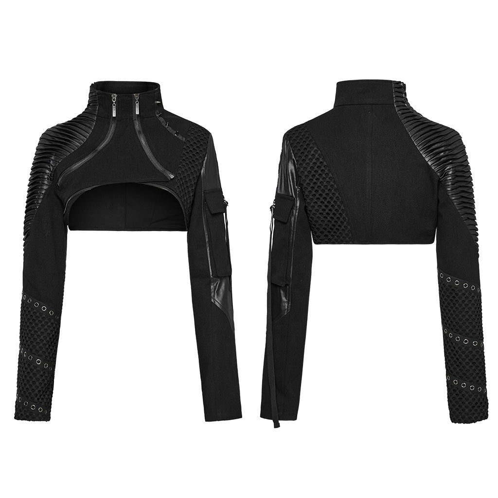 WY-1755XDF Edgy Black Gothic Corset Style Punk Jackets with Zipper Details