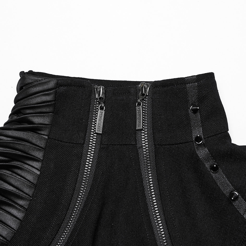 WY-1755XDF Edgy Black Gothic Corset Style Punk Jackets with Zipper Details