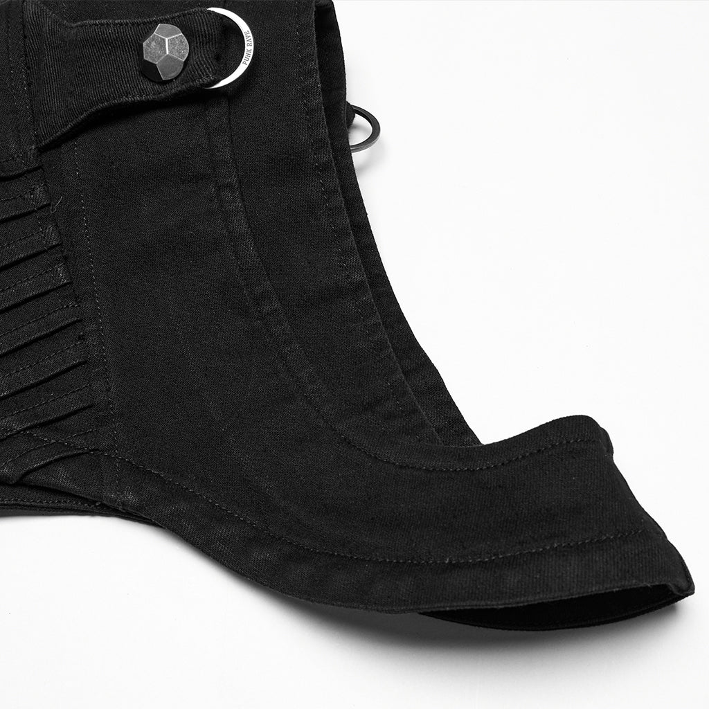 WY-1756MJM Gothic Sleeveless Punk Vests Studded High Collar Zipper Design