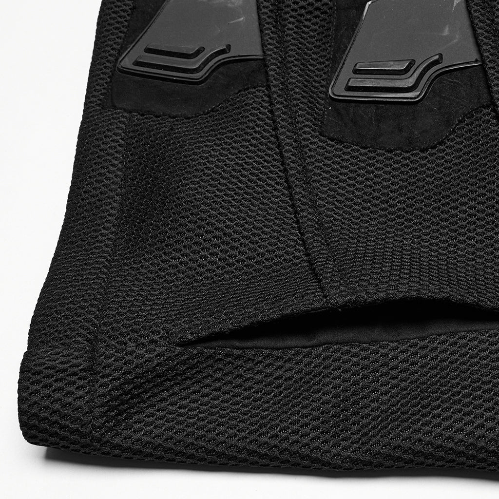 WY-1758MJM Edgy Black Mesh Tactical Punk Vest Sleeveless Zipper Panel