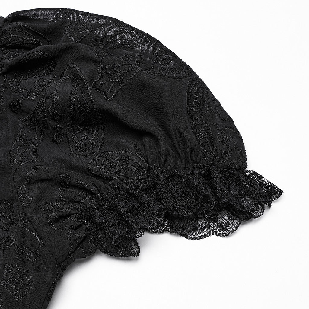 WY-1759CDF Gothic Shirts Lace Victorian Blouse Ruffled Sleeve Top