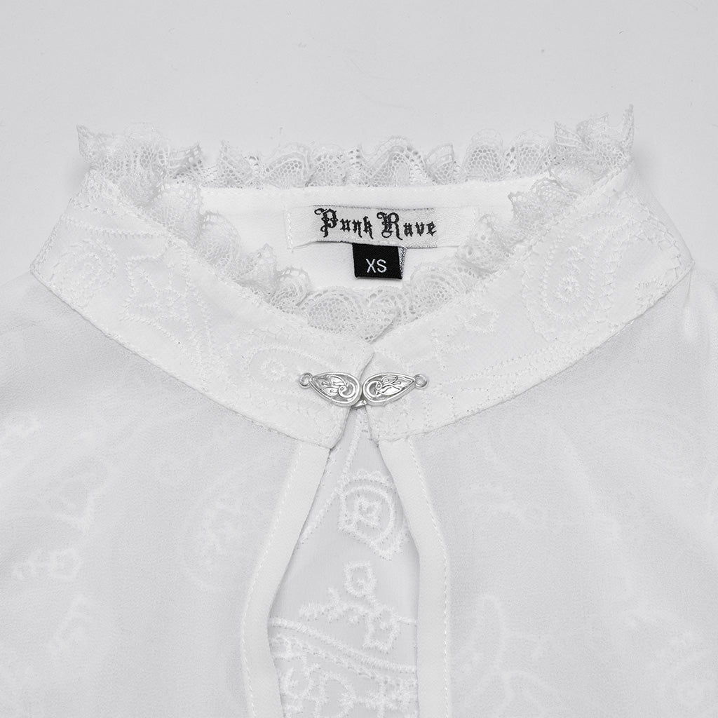 WY-1759CDF Gothic Shirts Lace Victorian Blouse Ruffled Sleeve Top