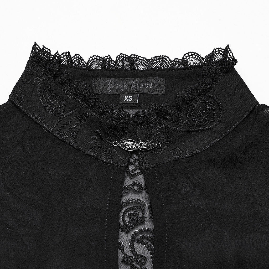 WY-1759CDF Gothic Shirts Lace Victorian Blouse Ruffled Sleeve Top