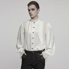 WY-1764CCM Victorian Gothic Shirts Men?????????????¨¬????o???????????¨¬??????????????¨¬????s Ruffled Button Long Sleeve Top