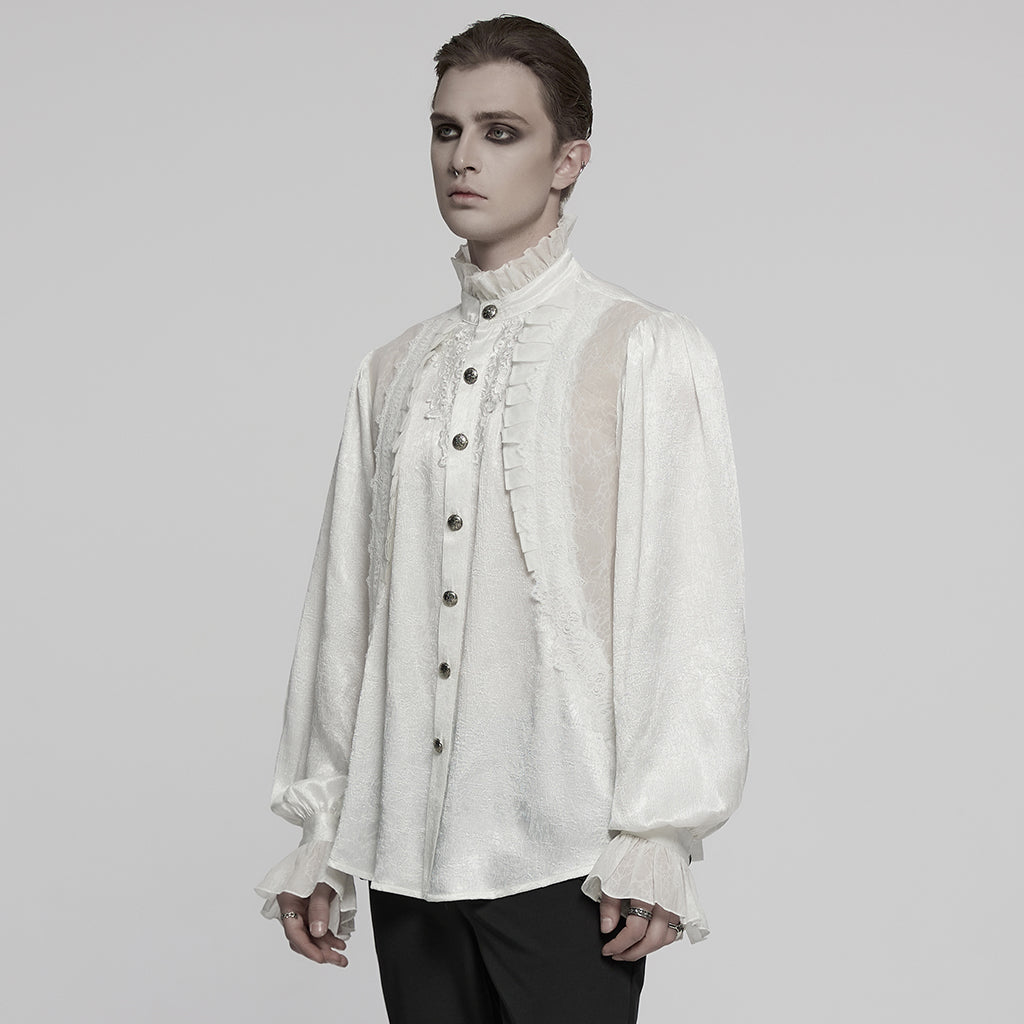 WY-1764CCM Victorian Gothic Shirts Men?????????????¨¬????o???????????¨¬??????????????¨¬????s Ruffled Button Long Sleeve Top
