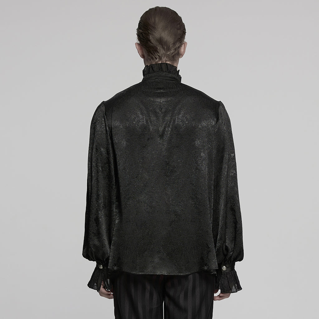 WY-1764CCM Victorian Gothic Shirts Men?????????????¨¬????o???????????¨¬??????????????¨¬????s Ruffled Button Long Sleeve Top