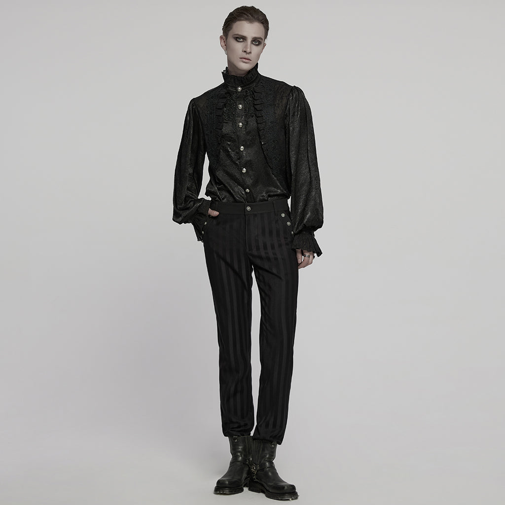 WY-1764CCM Victorian Gothic Shirts Men?????????????¨¬????o???????????¨¬??????????????¨¬????s Ruffled Button Long Sleeve Top