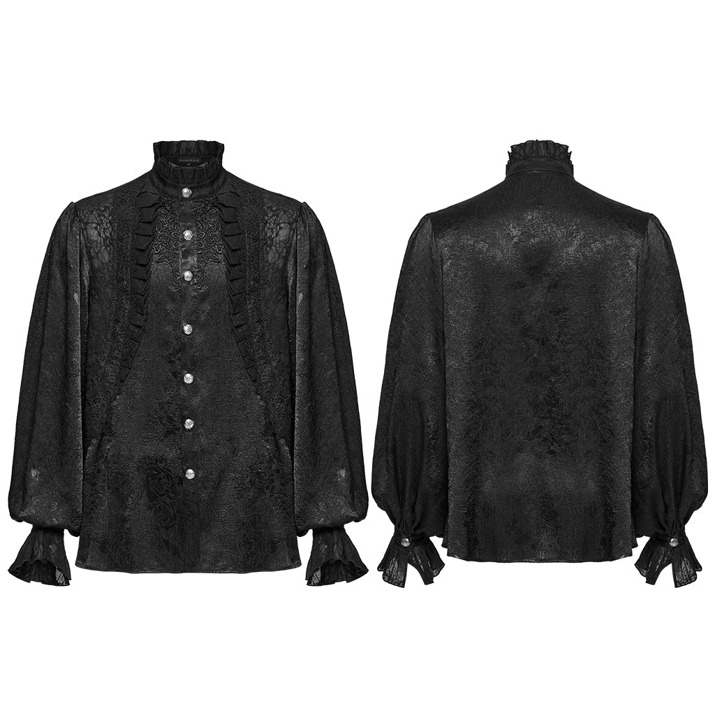 WY-1764CCM Victorian Gothic Shirts Men?????????????¨¬????o???????????¨¬??????????????¨¬????s Ruffled Button Long Sleeve Top