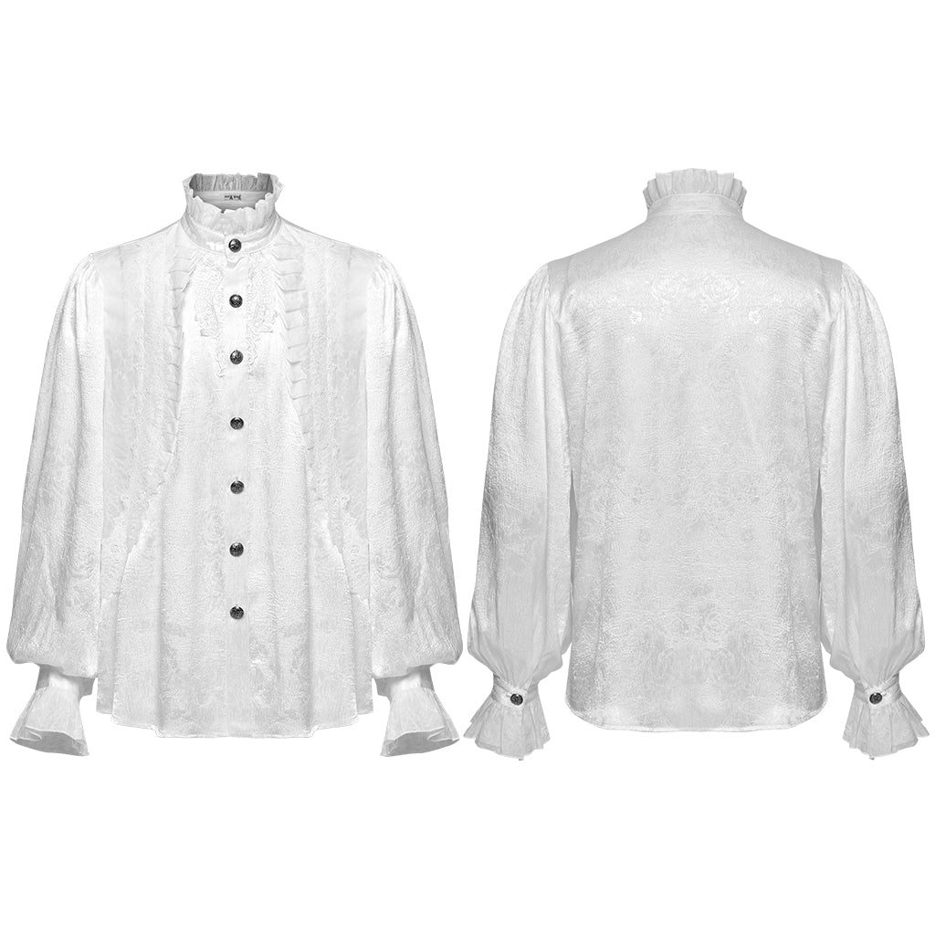 WY-1764CCM Victorian Gothic Shirts Men?????????????¨¬????o???????????¨¬??????????????¨¬????s Ruffled Button Long Sleeve Top