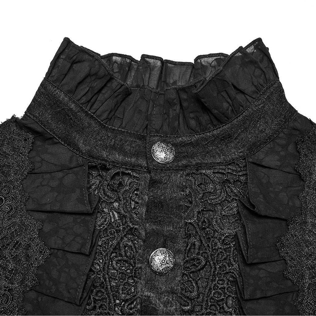 WY-1764CCM Victorian Gothic Shirts Men?????????????¨¬????o???????????¨¬??????????????¨¬????s Ruffled Button Long Sleeve Top